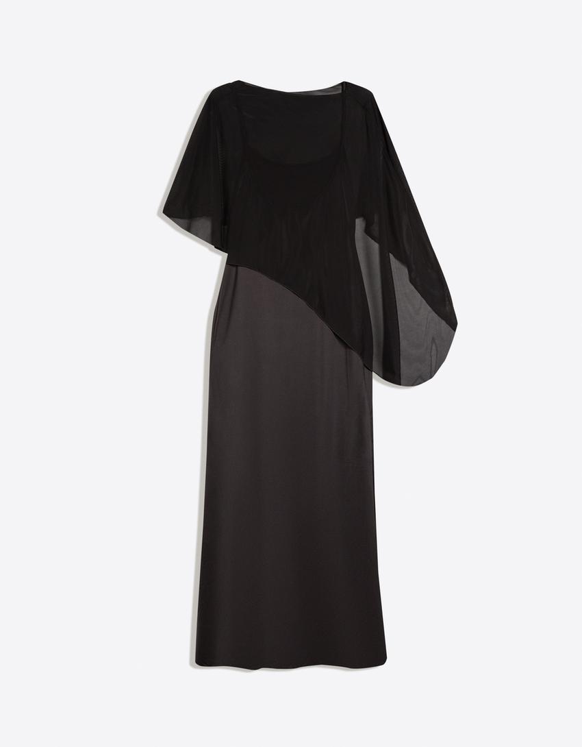 Robe midi cape-Noir