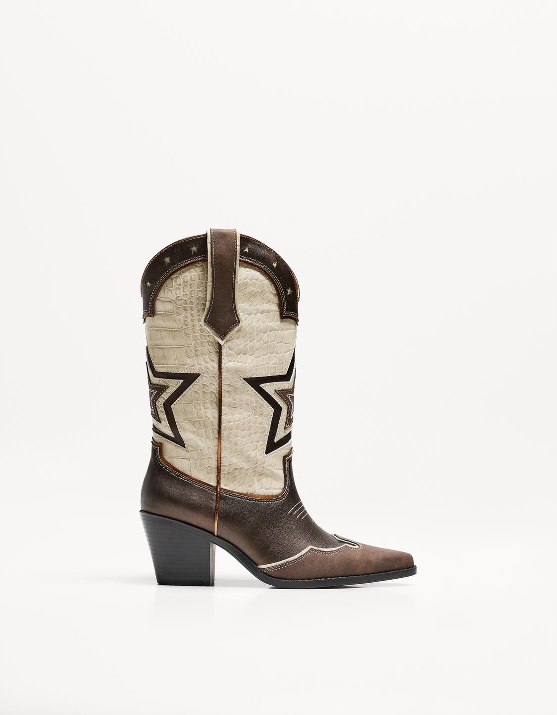 Botines tacón cowboy bordados