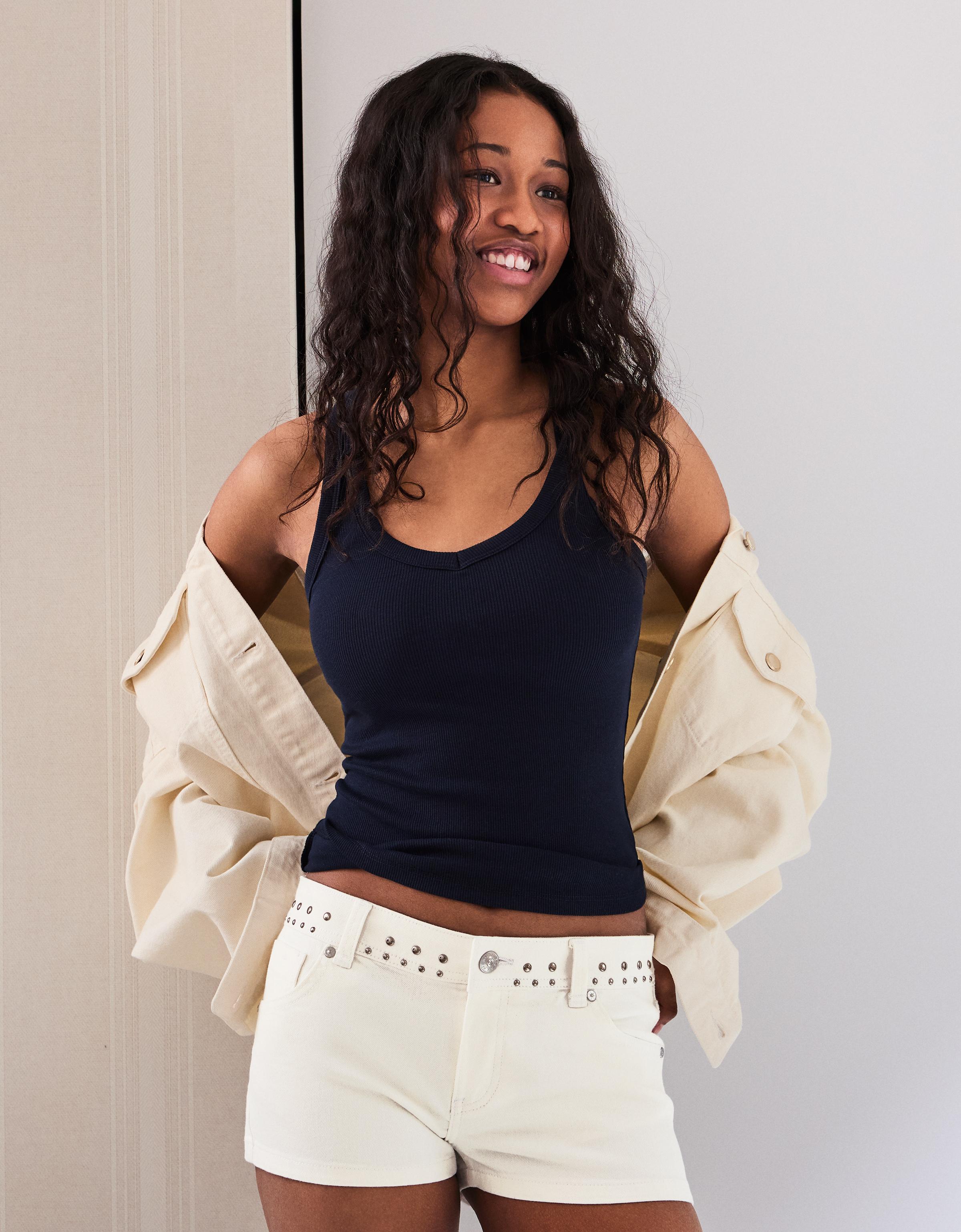 Bershka Fitilli kumaş zımbalı şort görsel 3