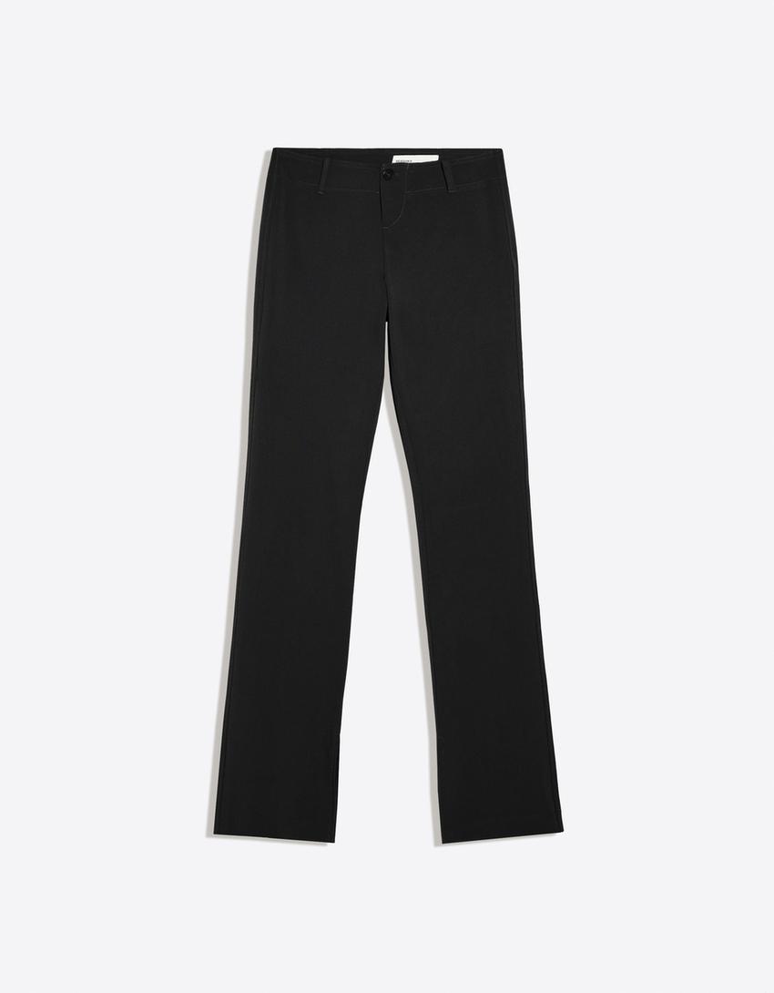 Slim-Fit-Hose mit tiefem Bund-Schwarz