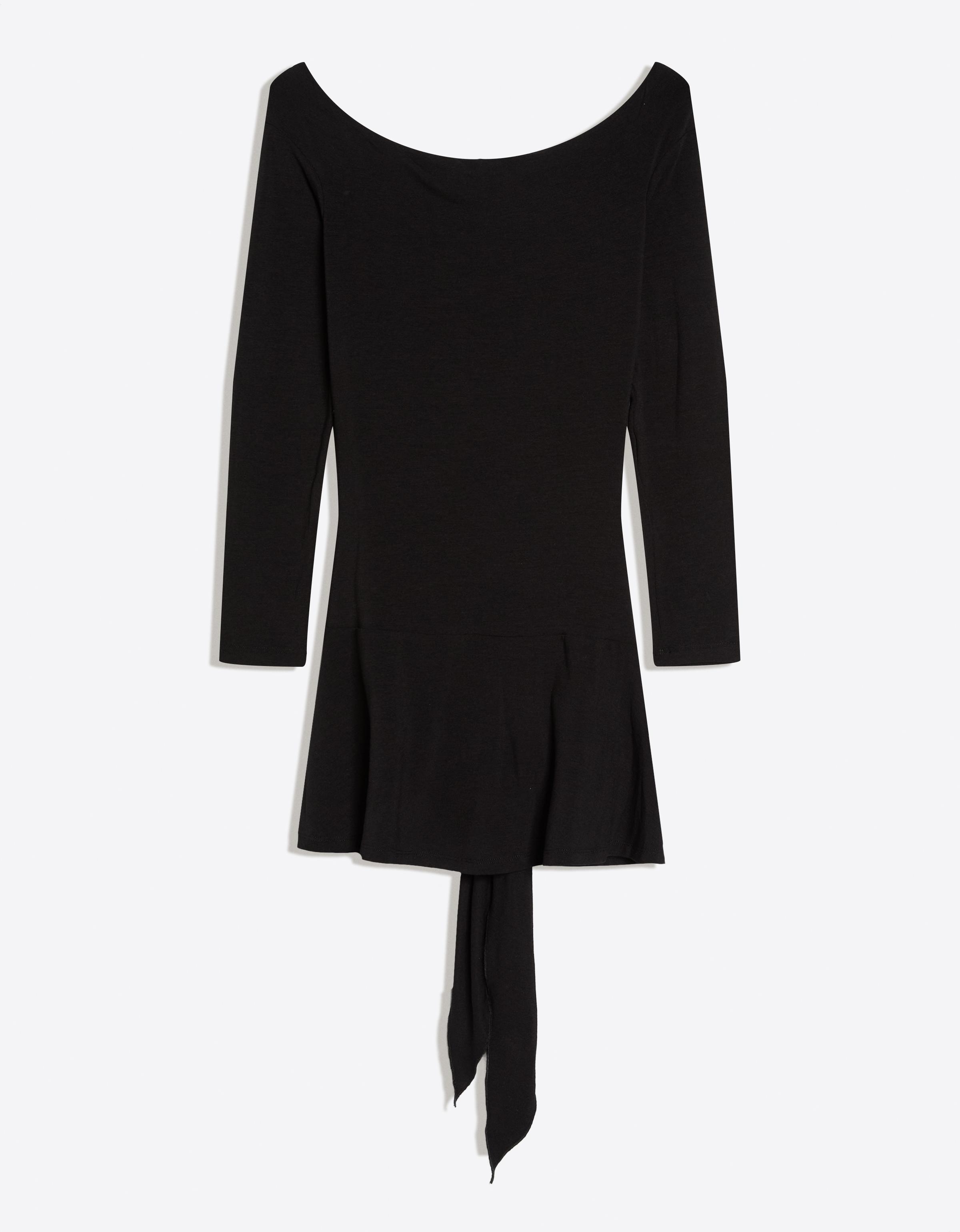 Asymmetric mini dress with ruffles and bow