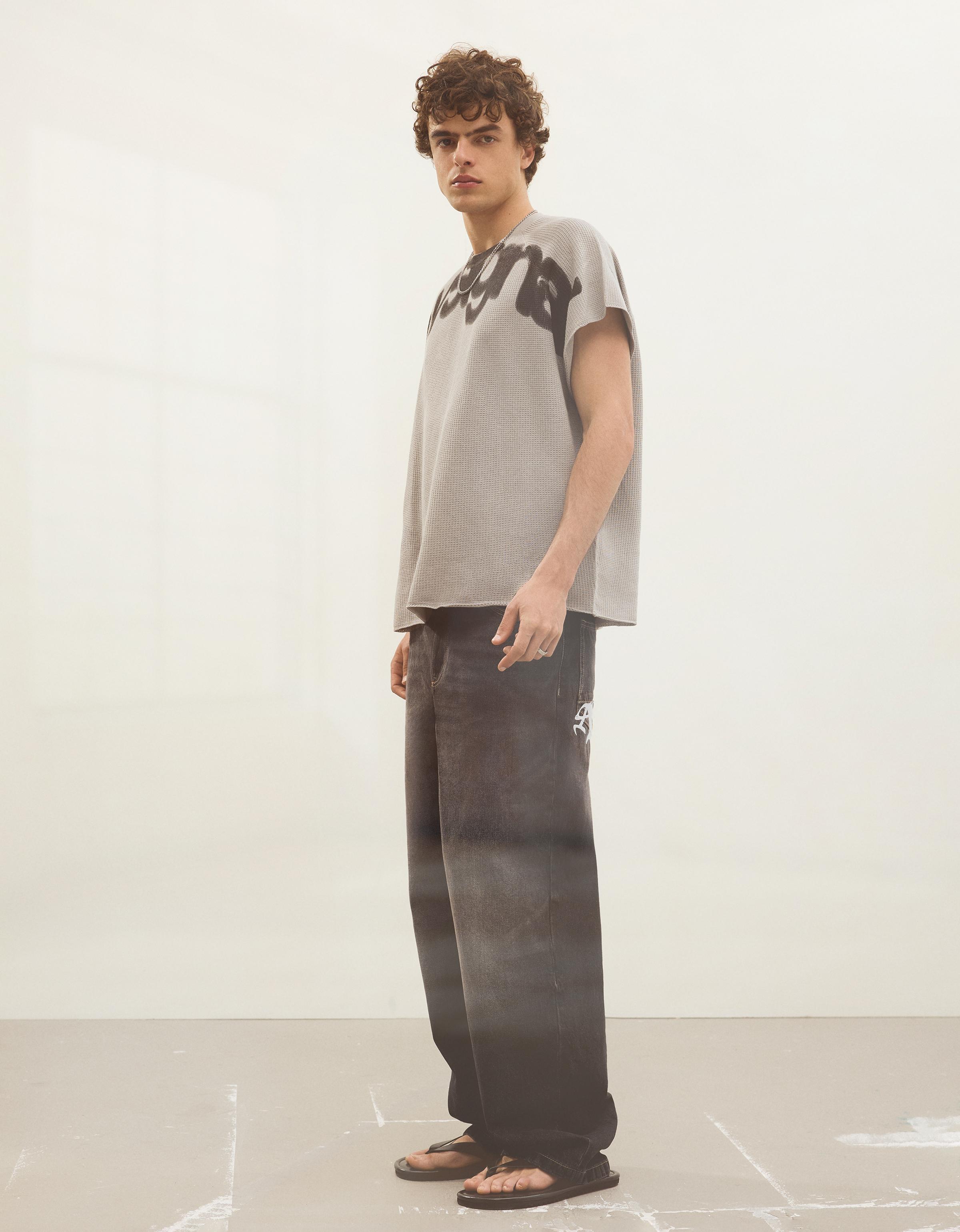 Jeans Super Baggy Brodé 38 Noir