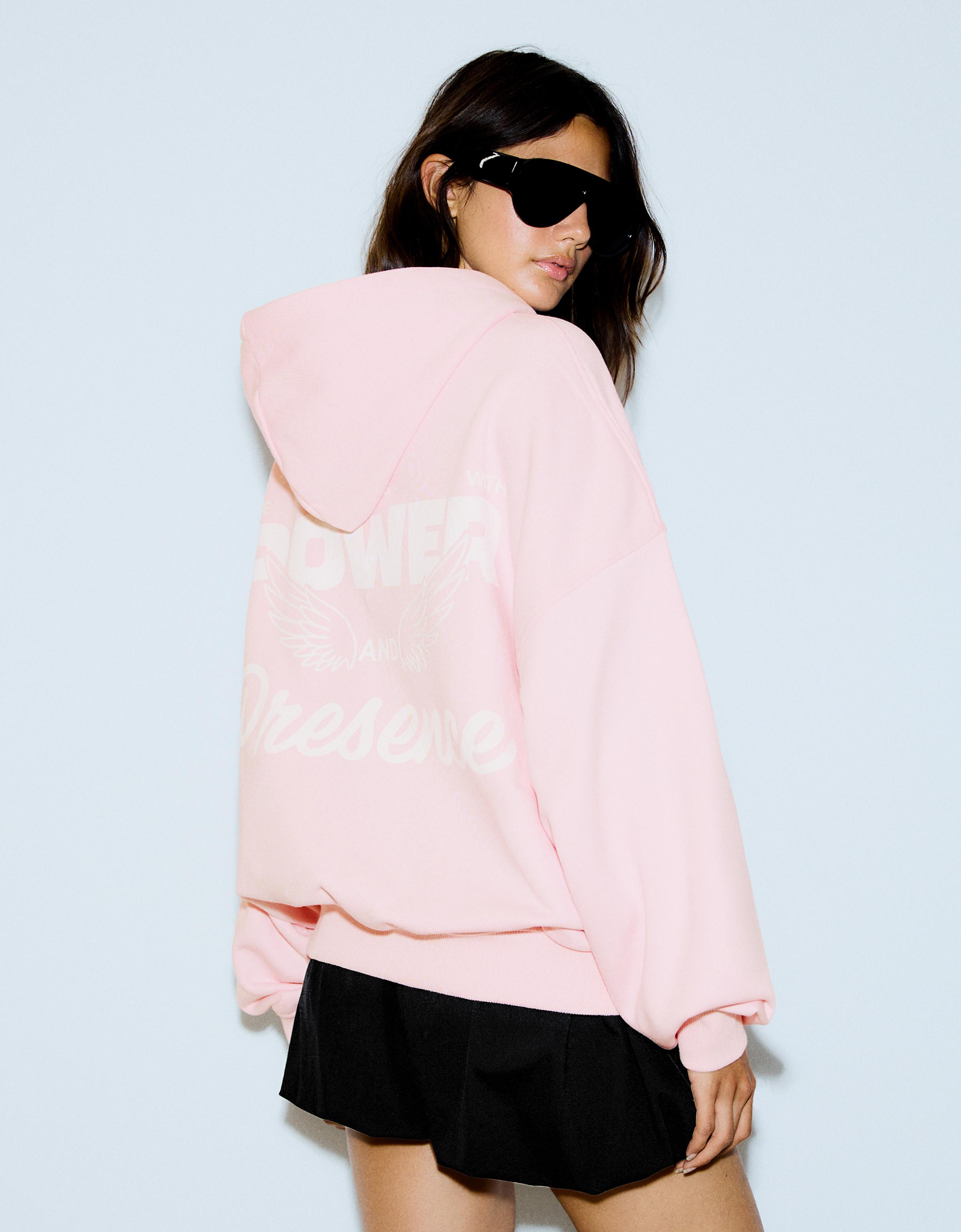 Oversize print hoodie — Pink