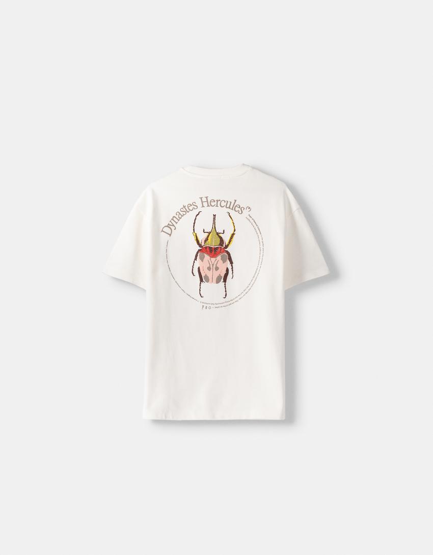 T-shirt manches courtes molleton imprimé-Blanc-5