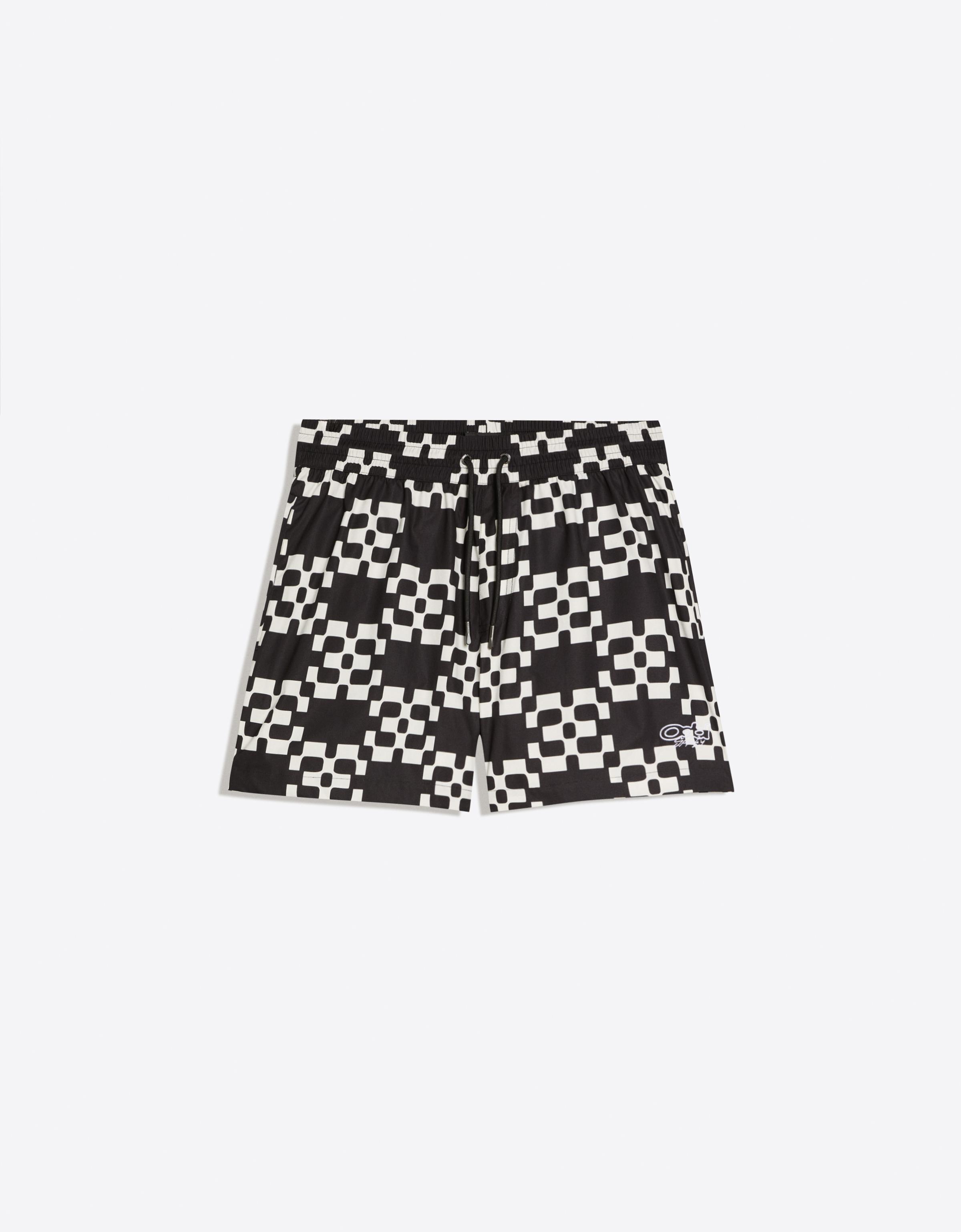 Boxy print swimsuit — White / Black