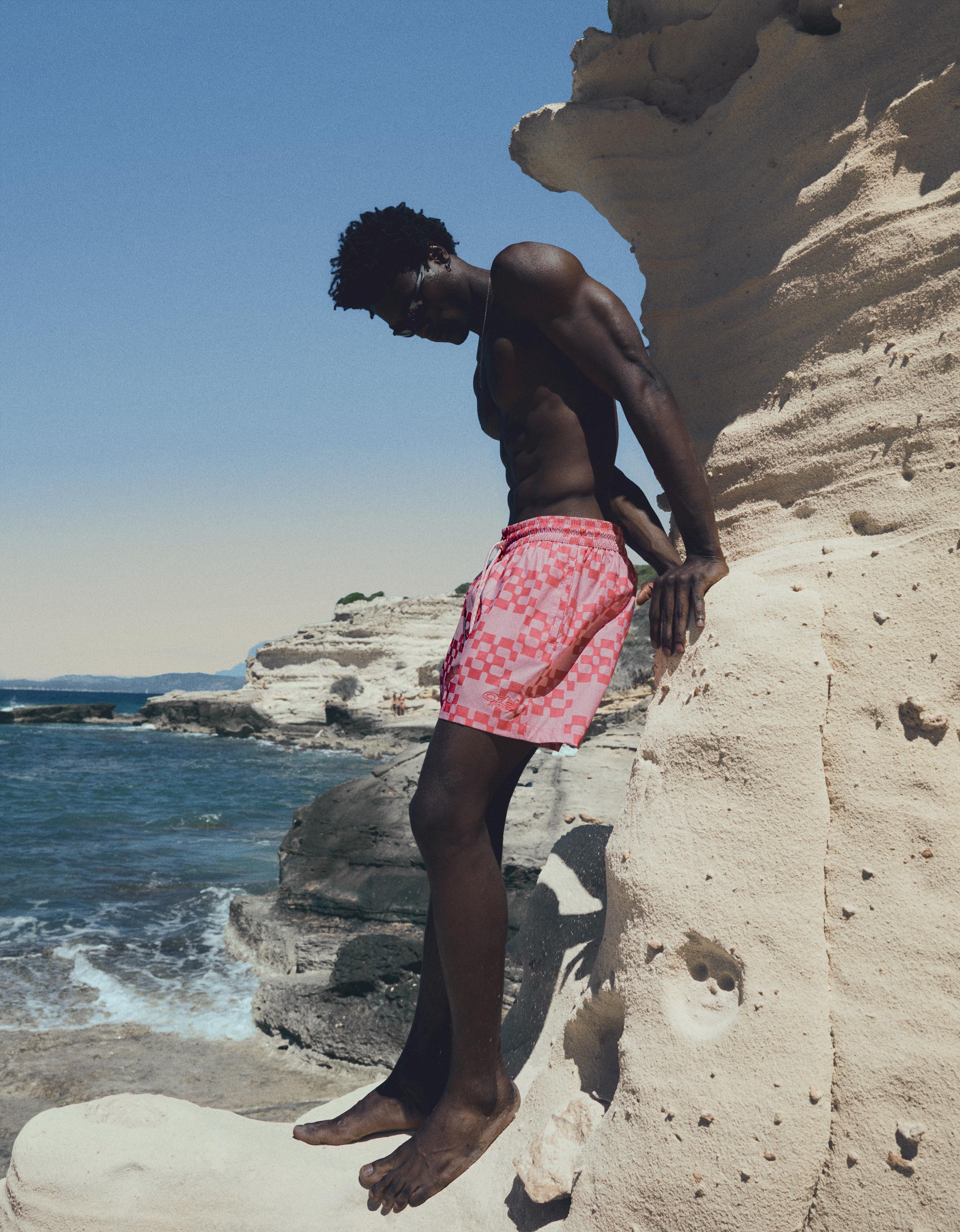 Boxy print swimsuit — Pink