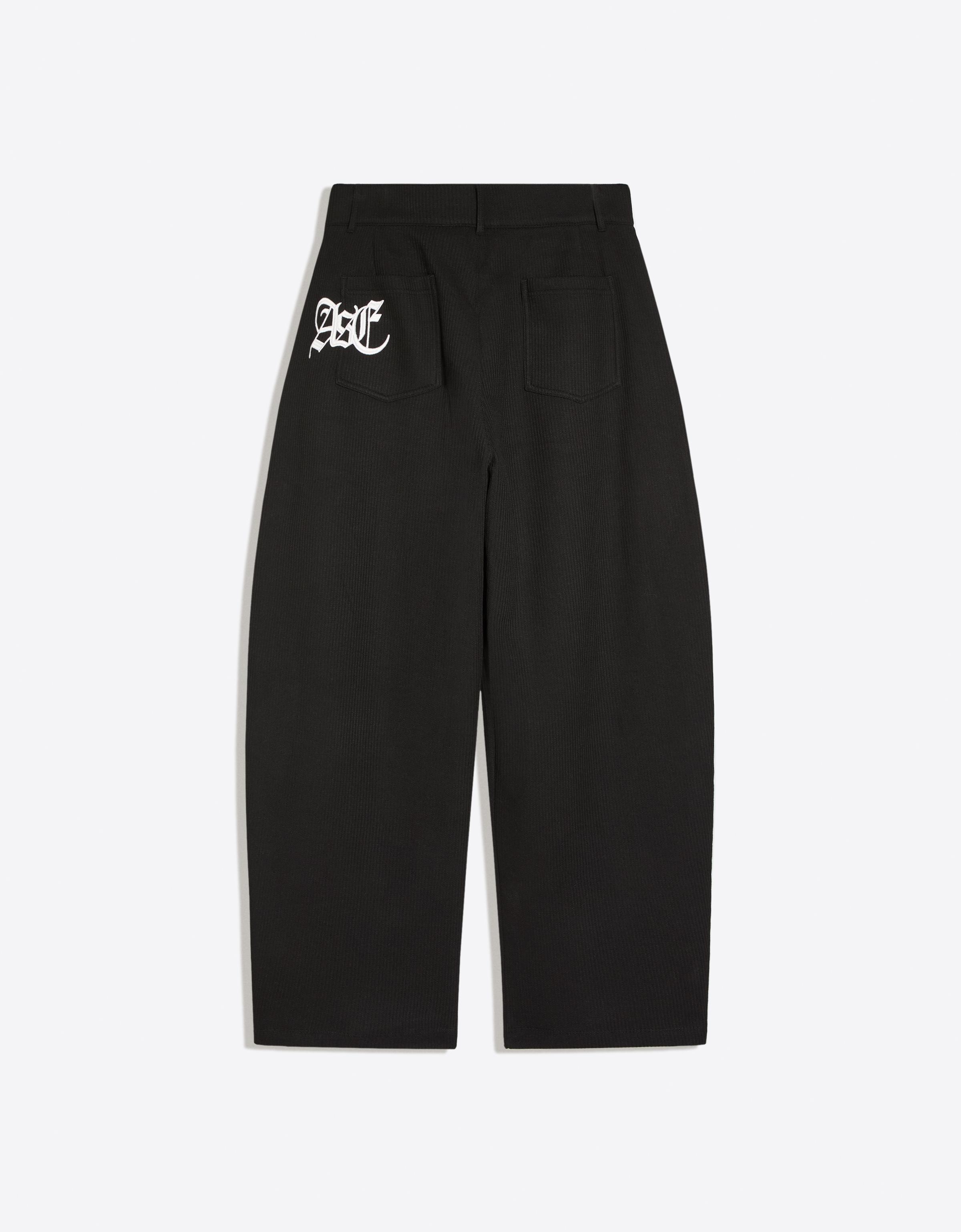 Embroidered waffle-knit balloon trousers — Black