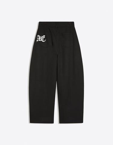 Embroidered waffle-knit balloon trousers — Black 6