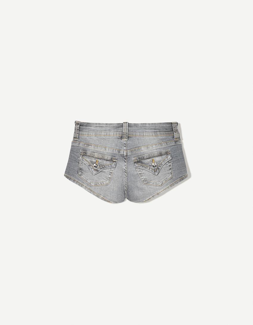 Mini denim shorts-Grey-5