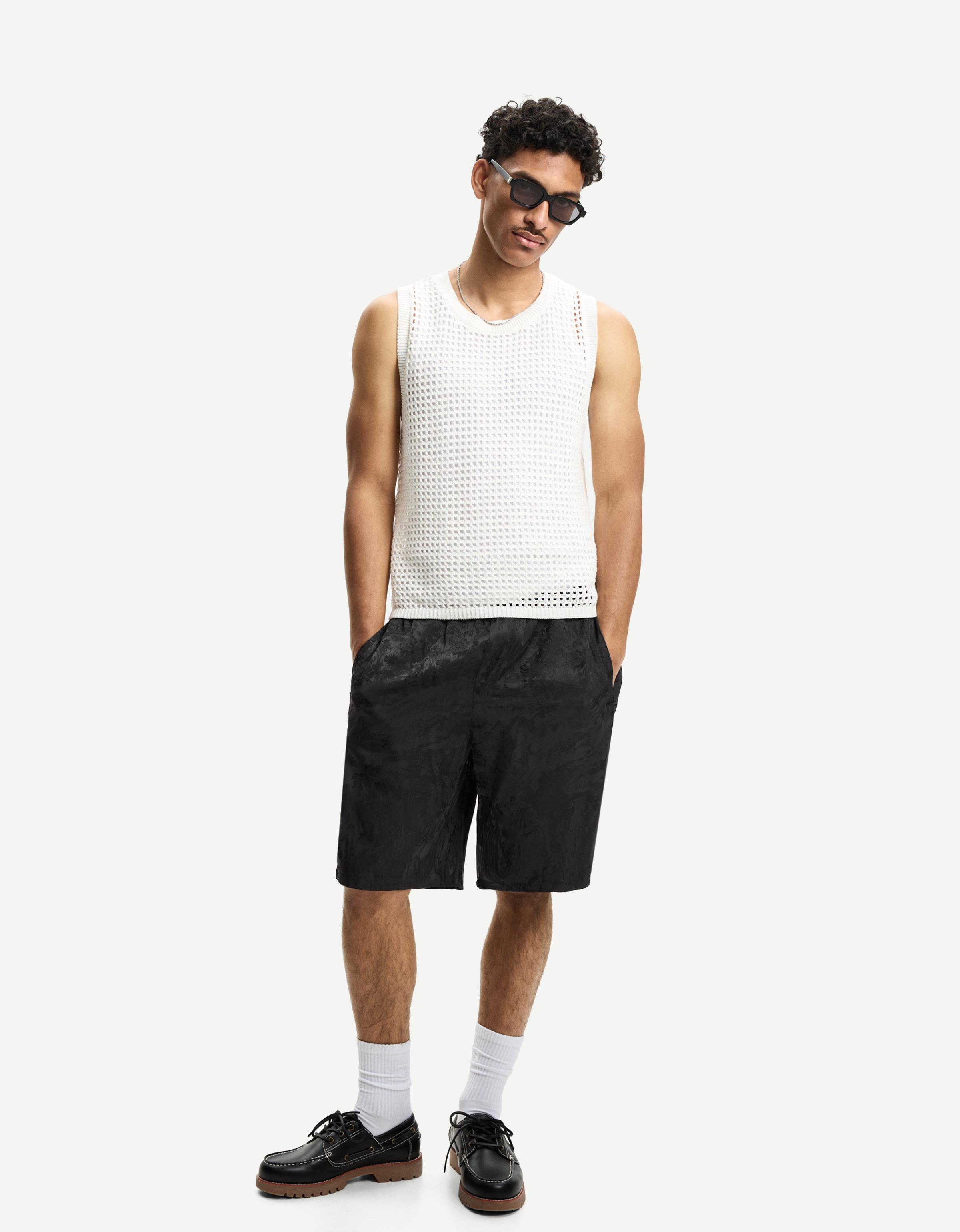 Bershka Jogging-Bermudas Herren Xs Schwarz