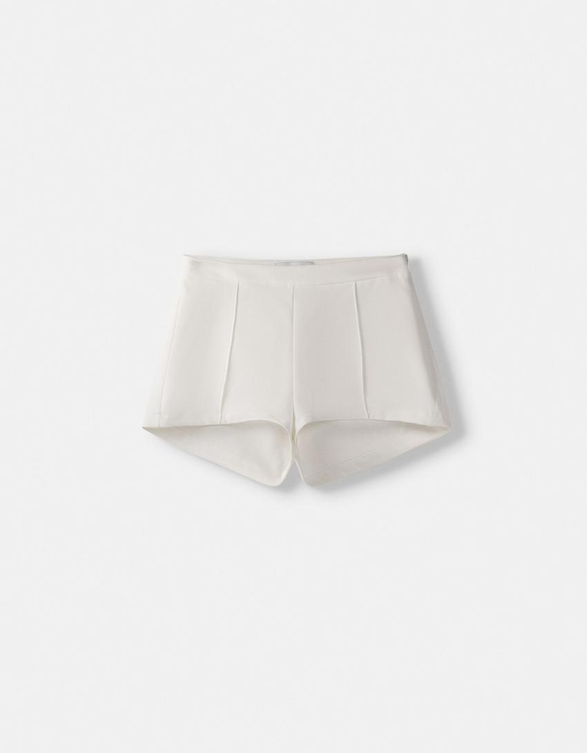 Fitted mini shorts-Cream
