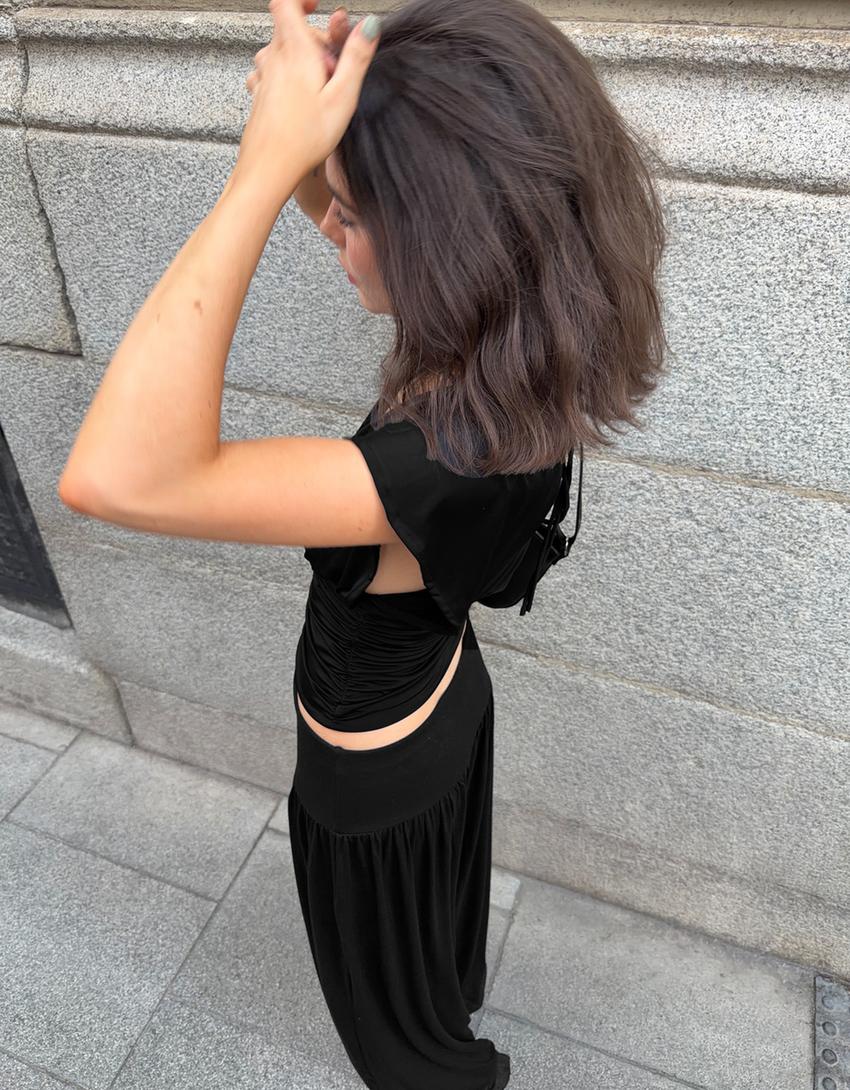 Pantalon balloon à ceinture-Noir