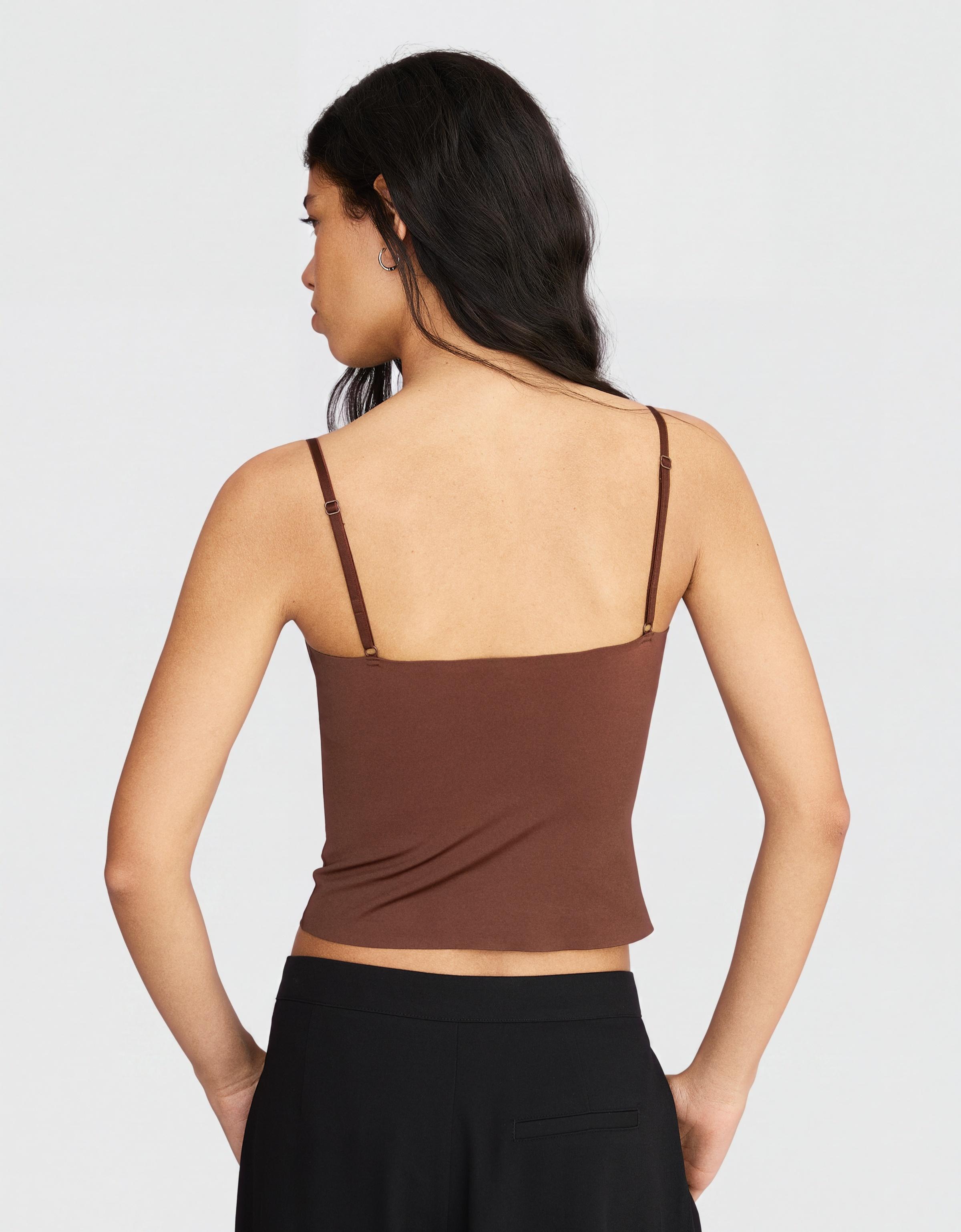 Sweetheart neckline camisole top — Brown