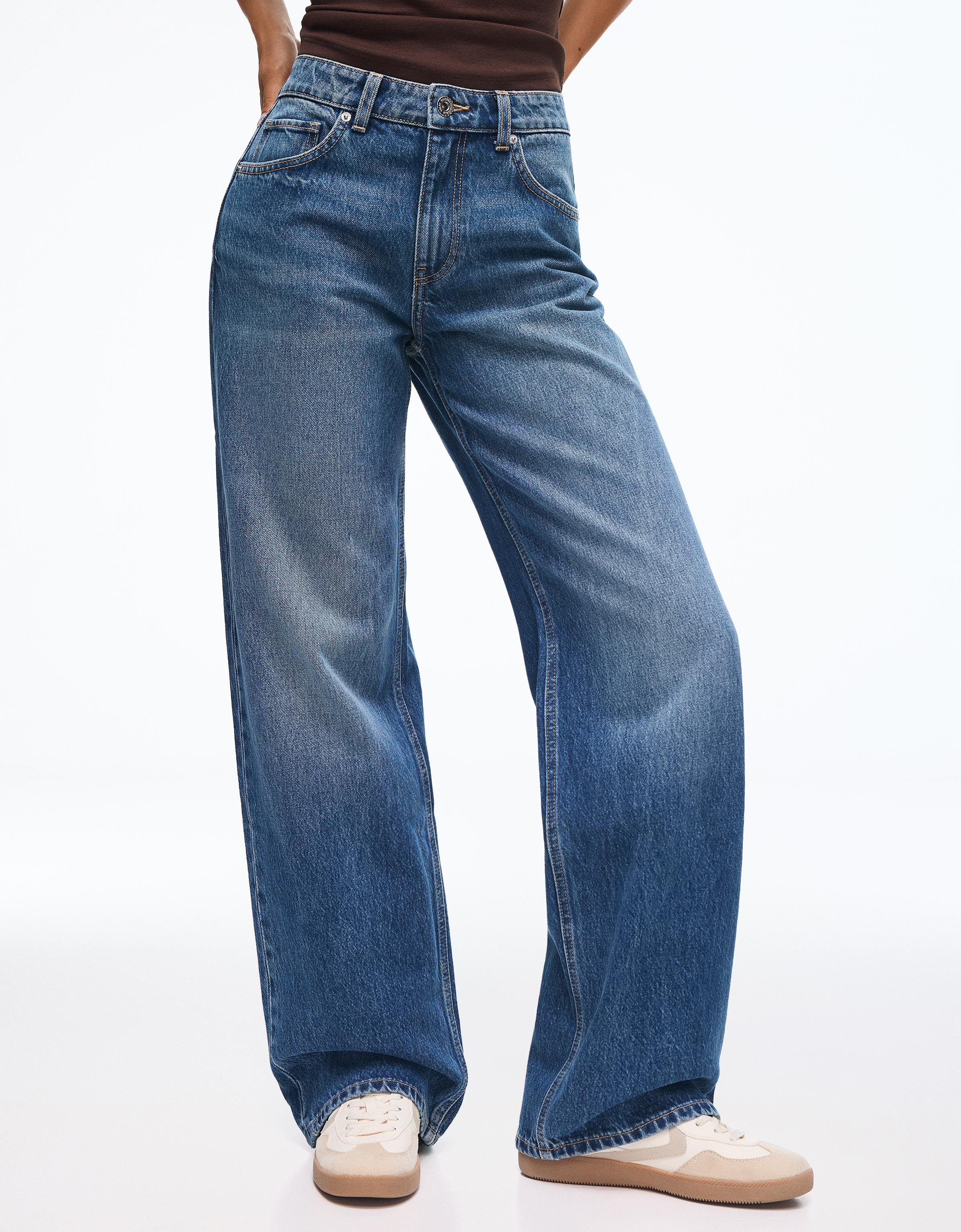 High-waist wide straight-leg jeans — Blue