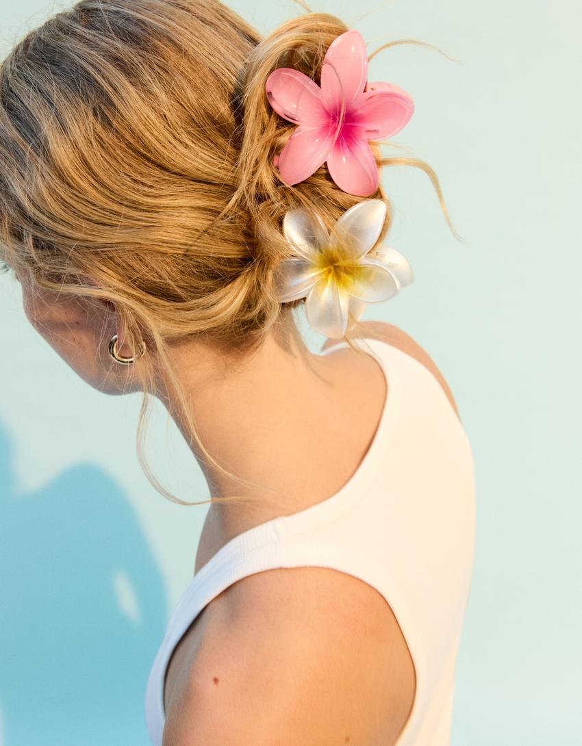 2-Pack haarclips bloemen-Roos