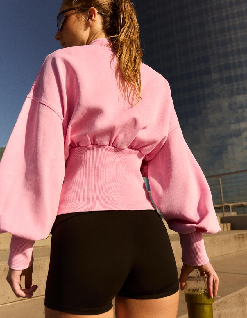 Faded-effect jacket with sash-Candy Pink