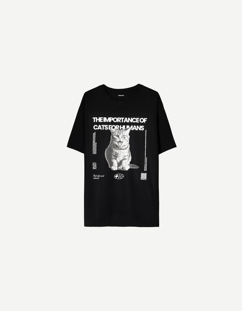 Short sleeve T-shirt with digital filter-Black-5