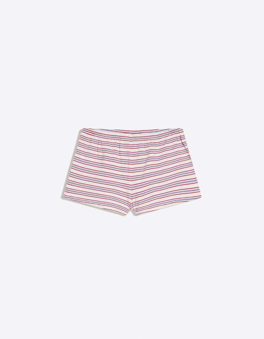 Plush shorts with elasticated waistband-White