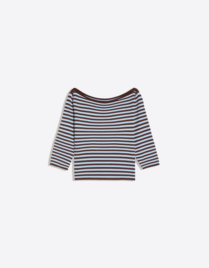 Boat neck jumper-Brown