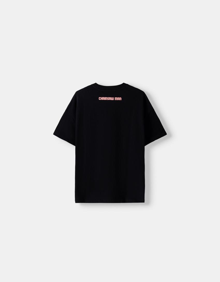 T-shirt manches courtes imprimé Chainsaw Man-Noir-5