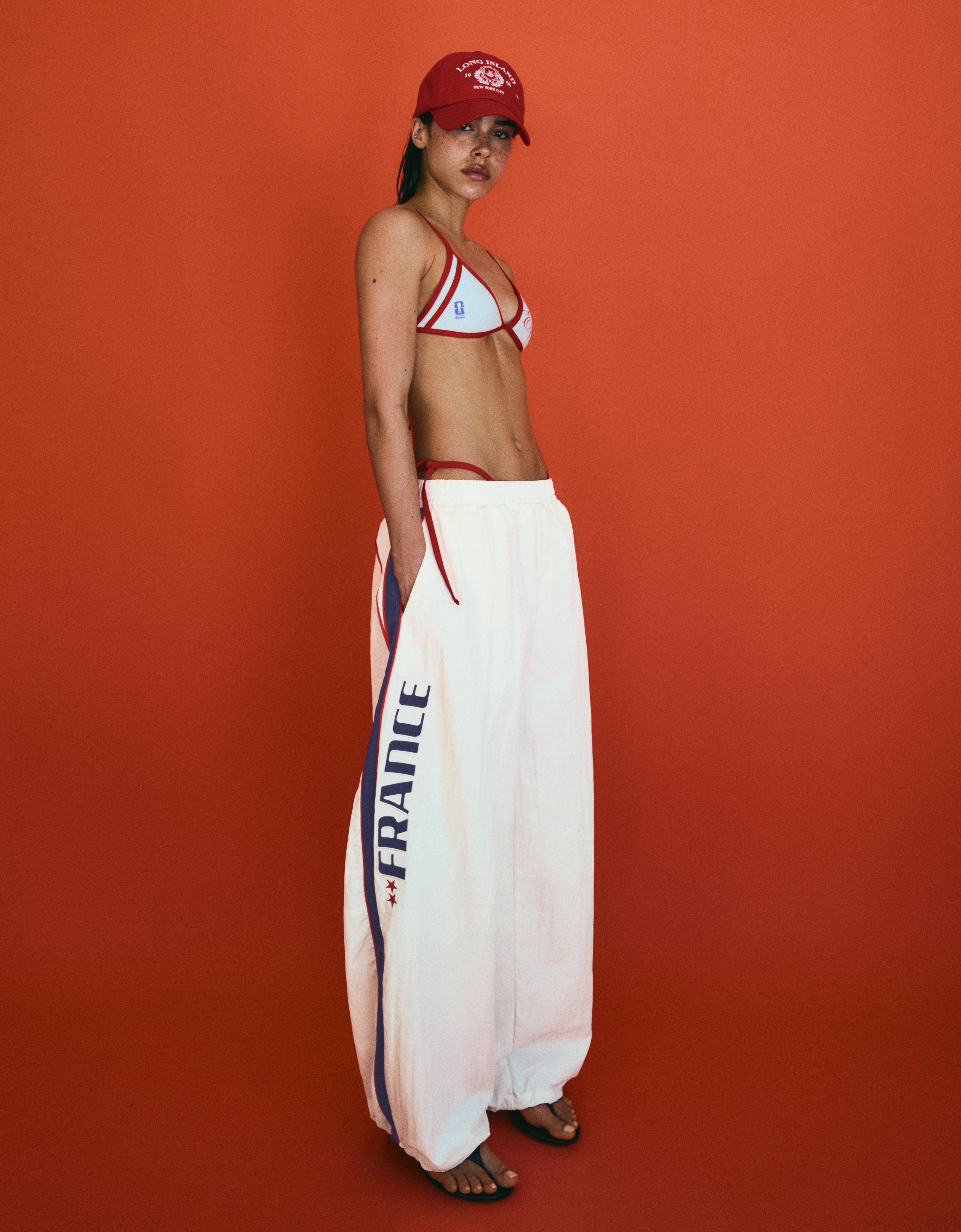Bershka Pantalón Parachute Técnico Francia Fifa World Cup™ Mujer Blanco