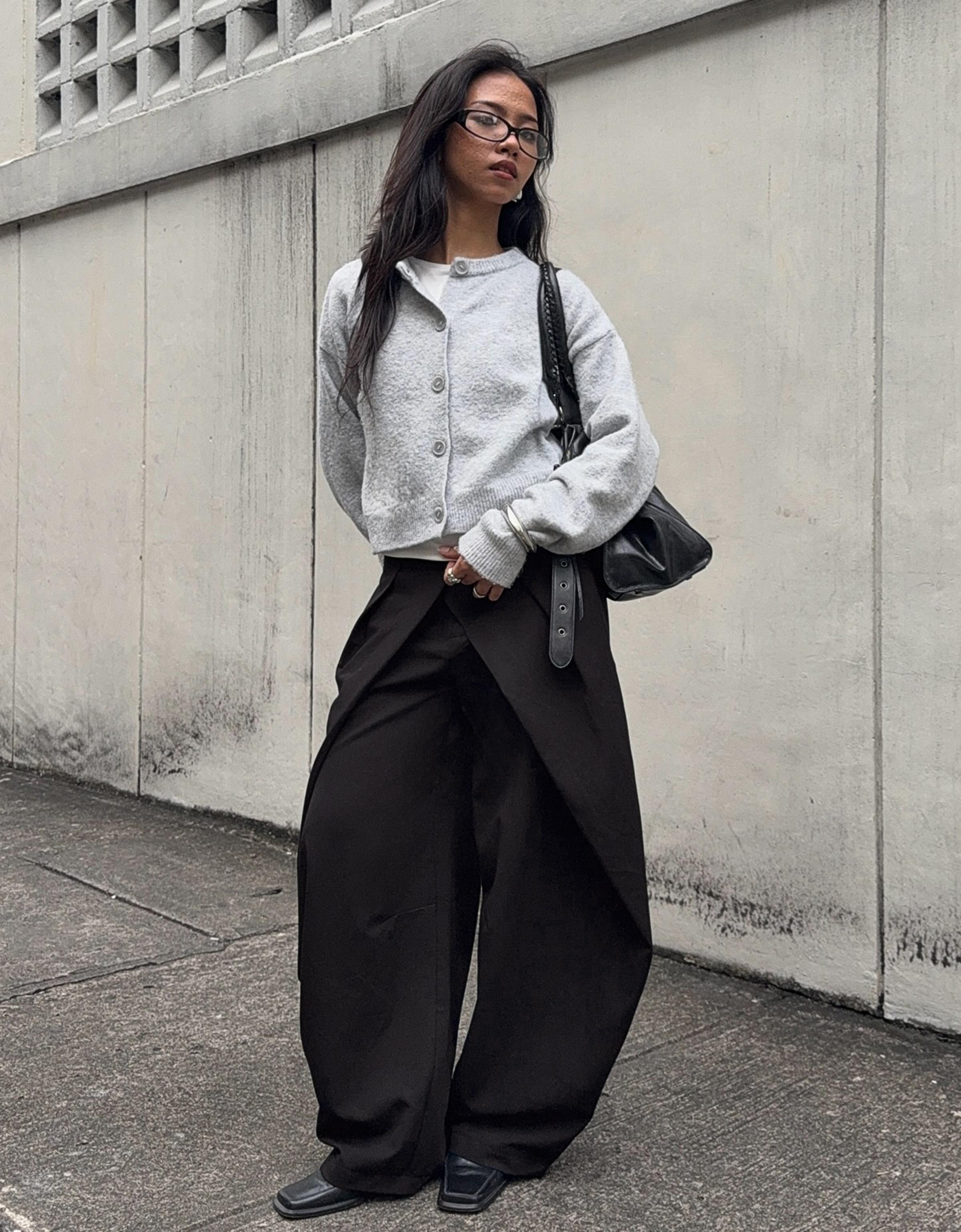 Çift düğmeli, pilili pantolon - Görsel 28