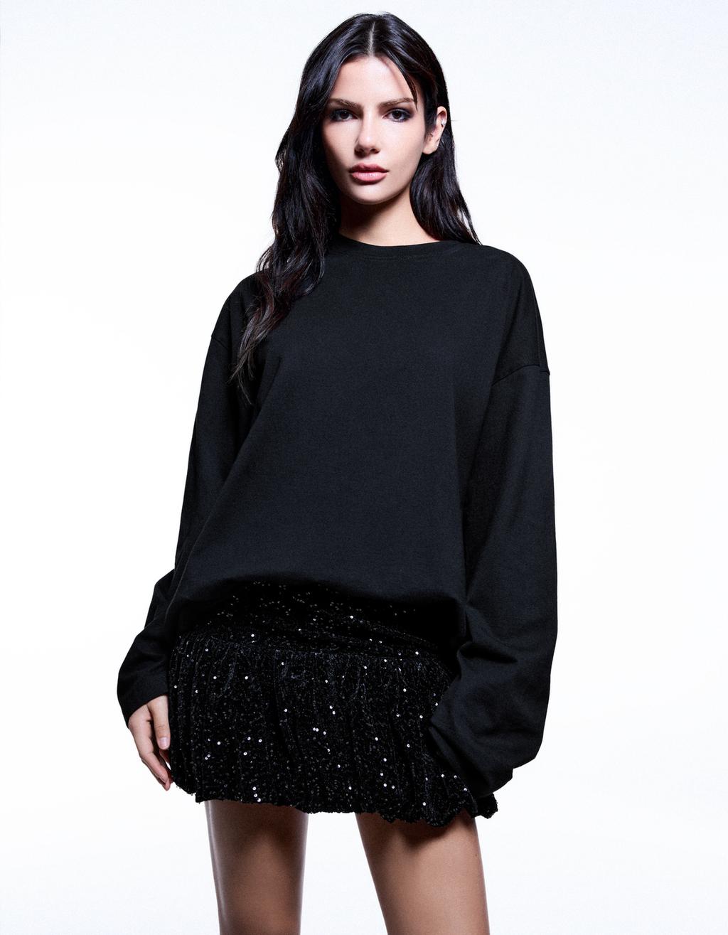 Sequin velvet mini skirt