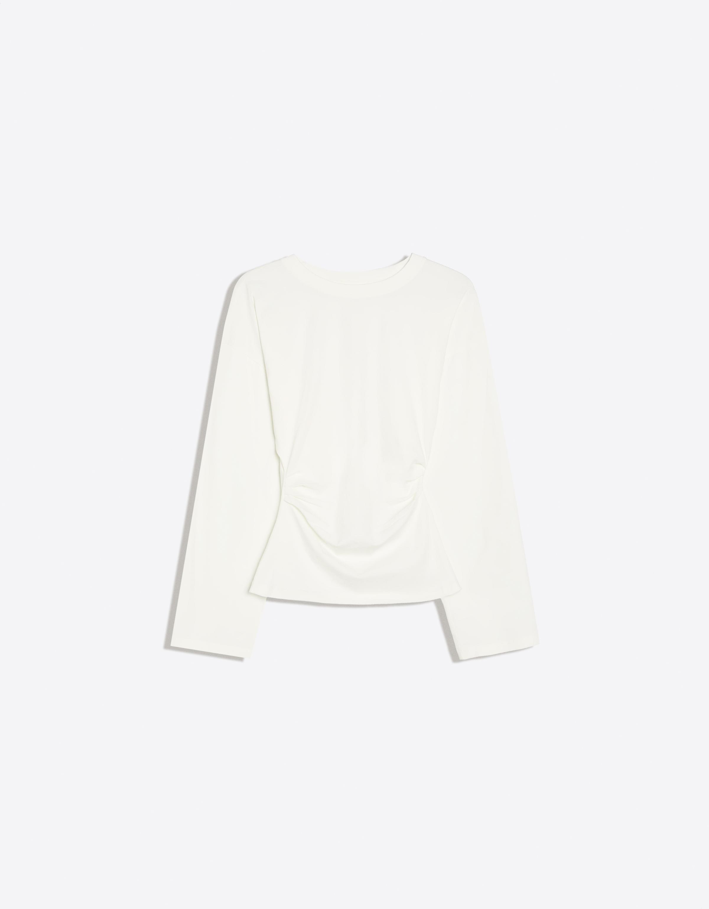 Ruched long sleeve T-shirt — Off white