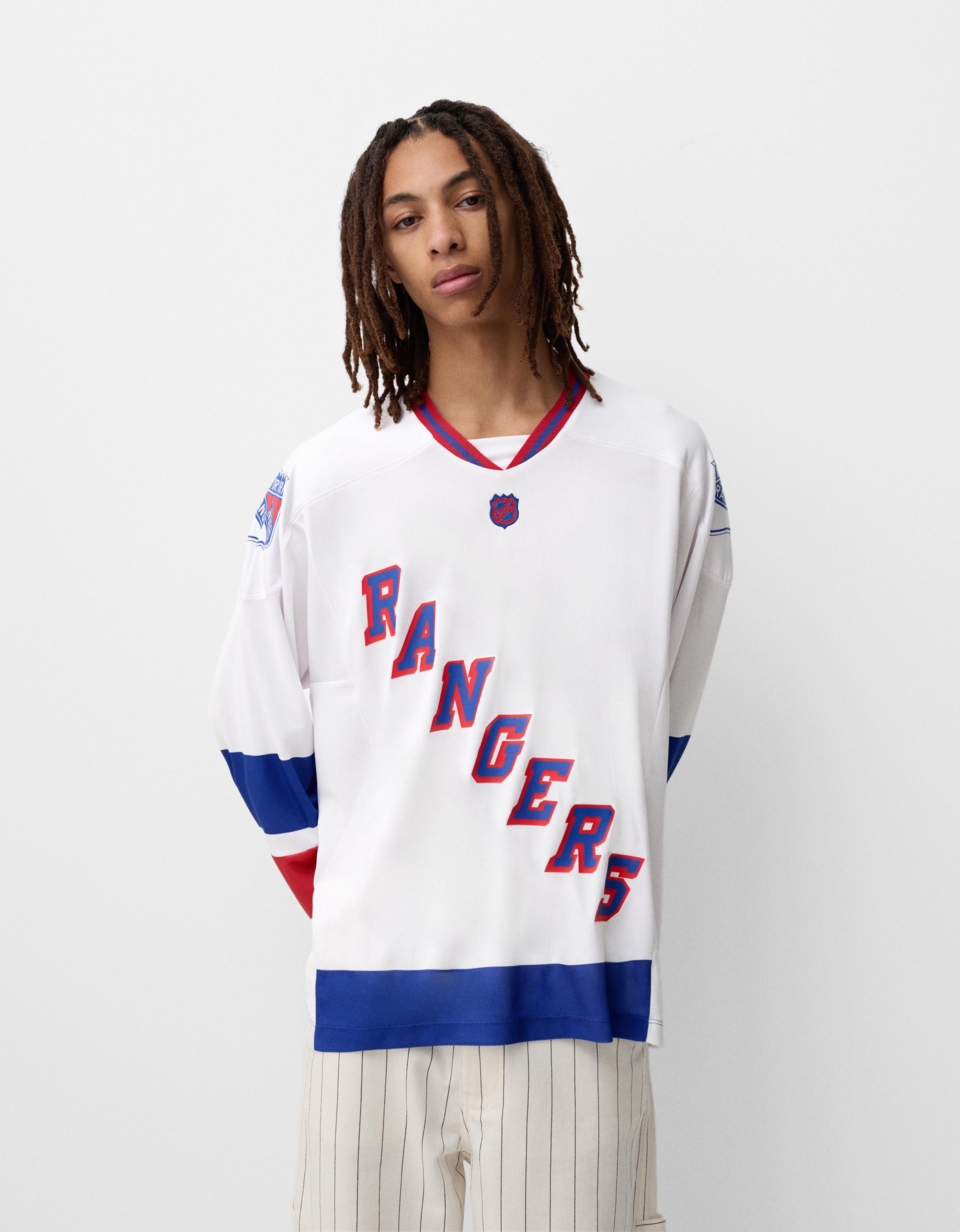 Bershka Langarmshirt Nhl Aus Mesh Mit Langen Ärmeln Und Print Herren L Weiss