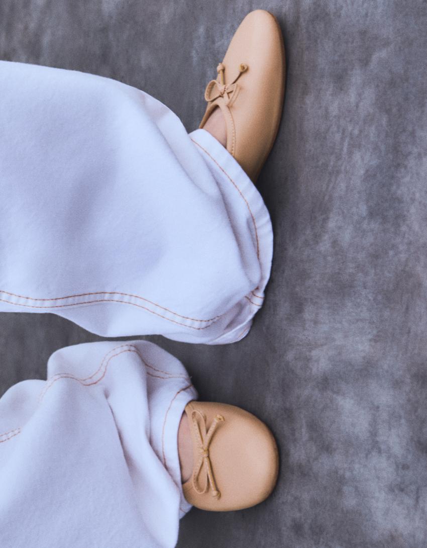 Ballerinas with bow-BEIGE