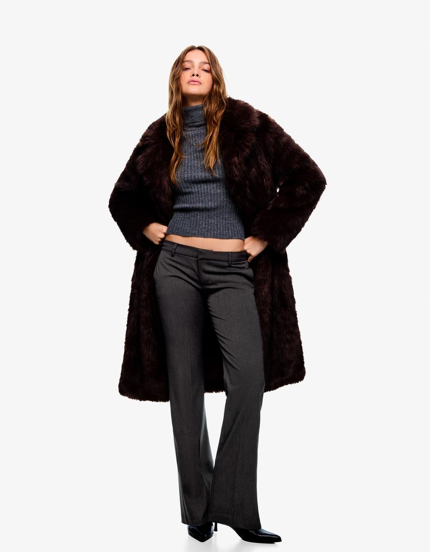 Pantalon bootcut taille basse-Gris