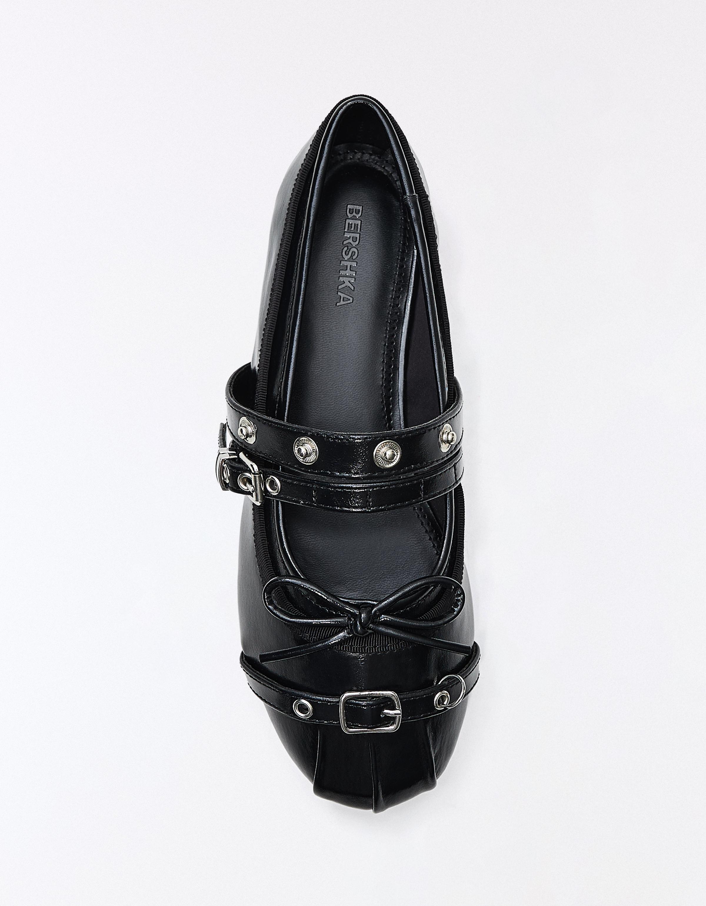 Studded ballet flats — BLACK