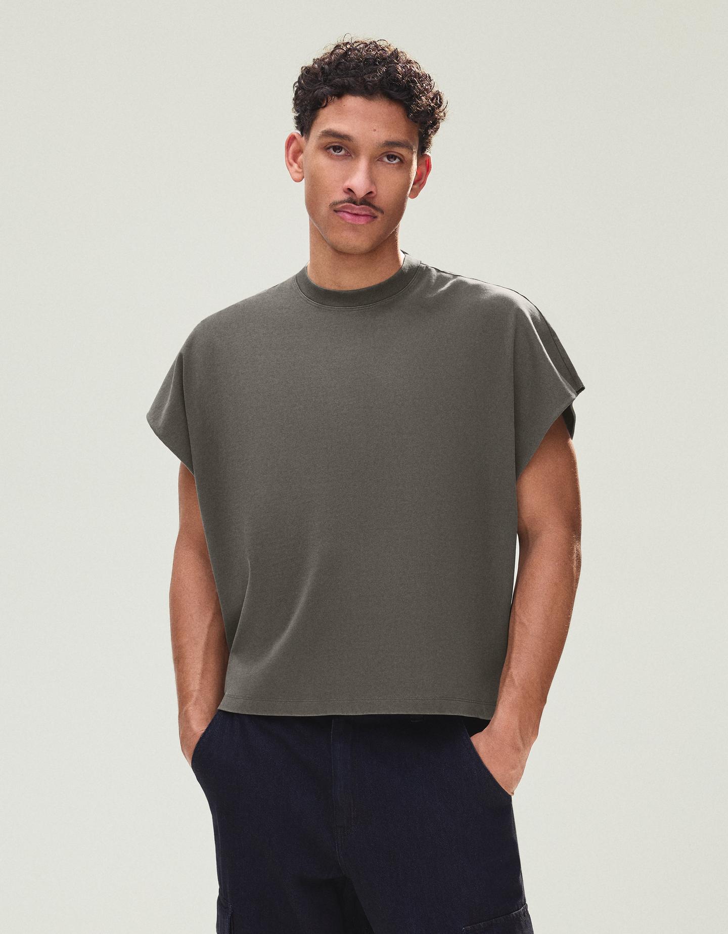 Bershka Maglietta Worker Oversize Stampa Uomo L Grigio