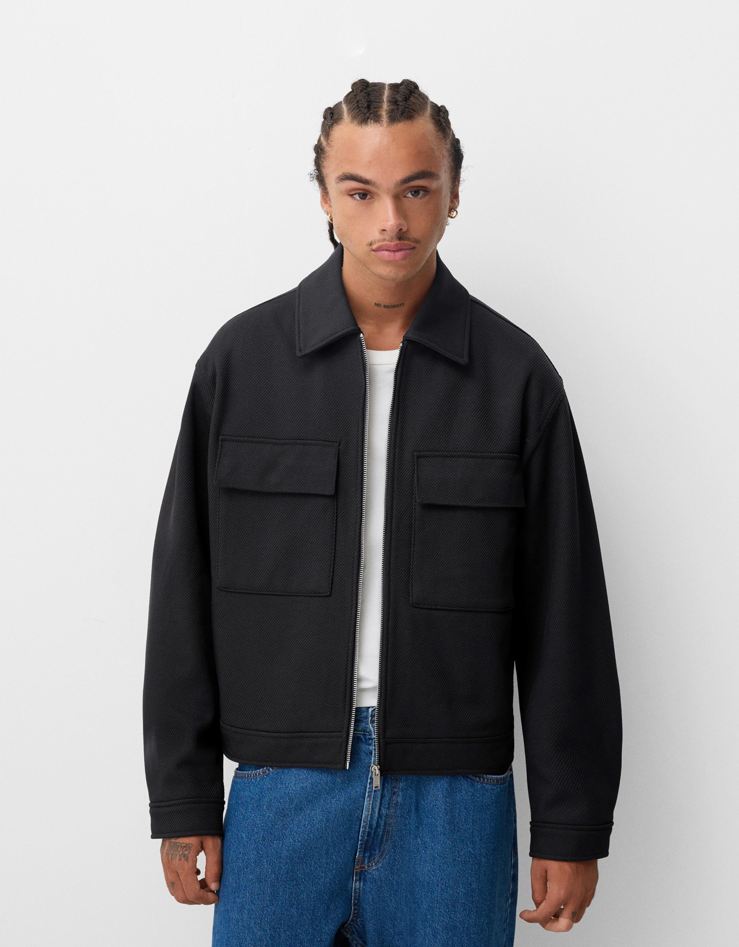 Bershka Jacke Mit Taschen Herren S Schwarz