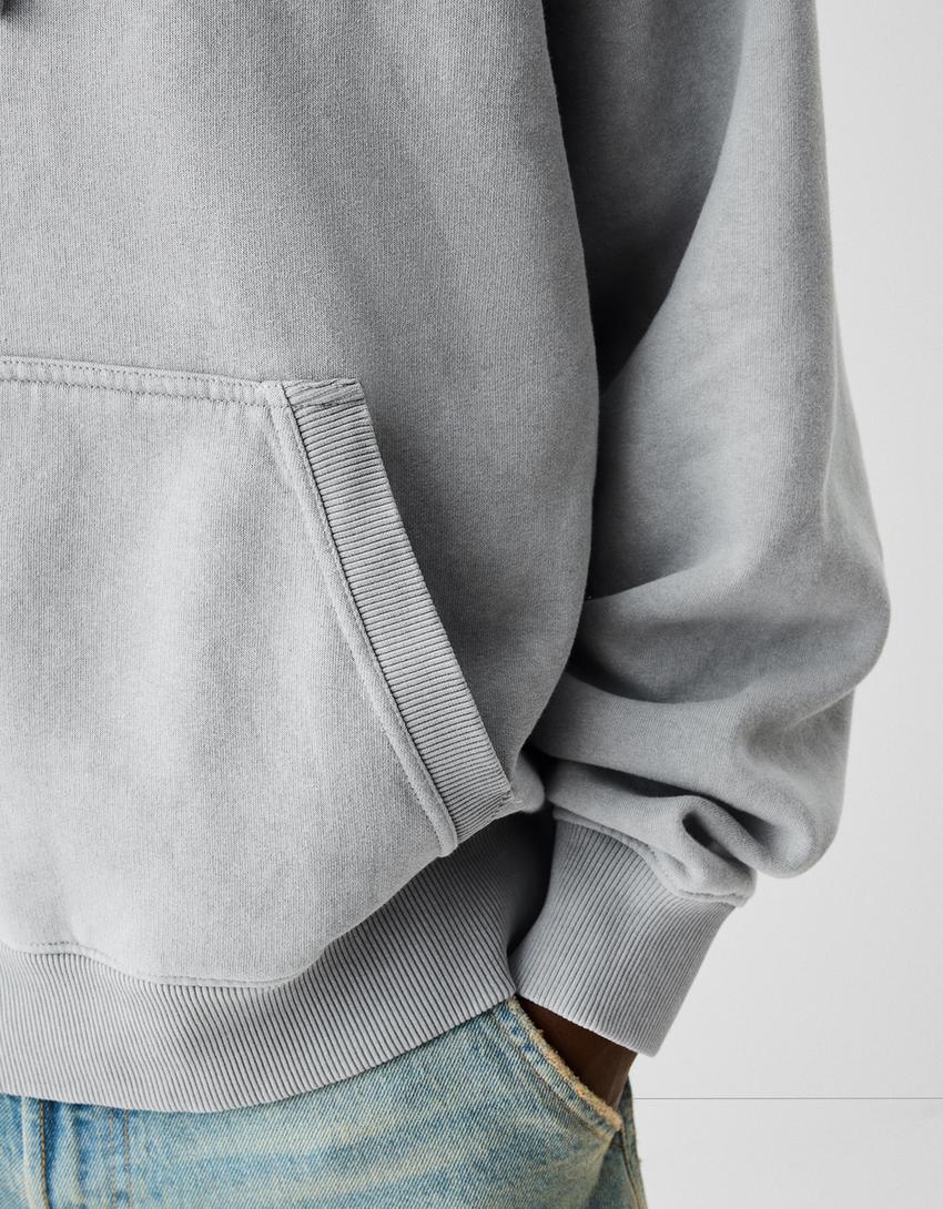 Faded-effect boxy fit hoodie-Grey-5