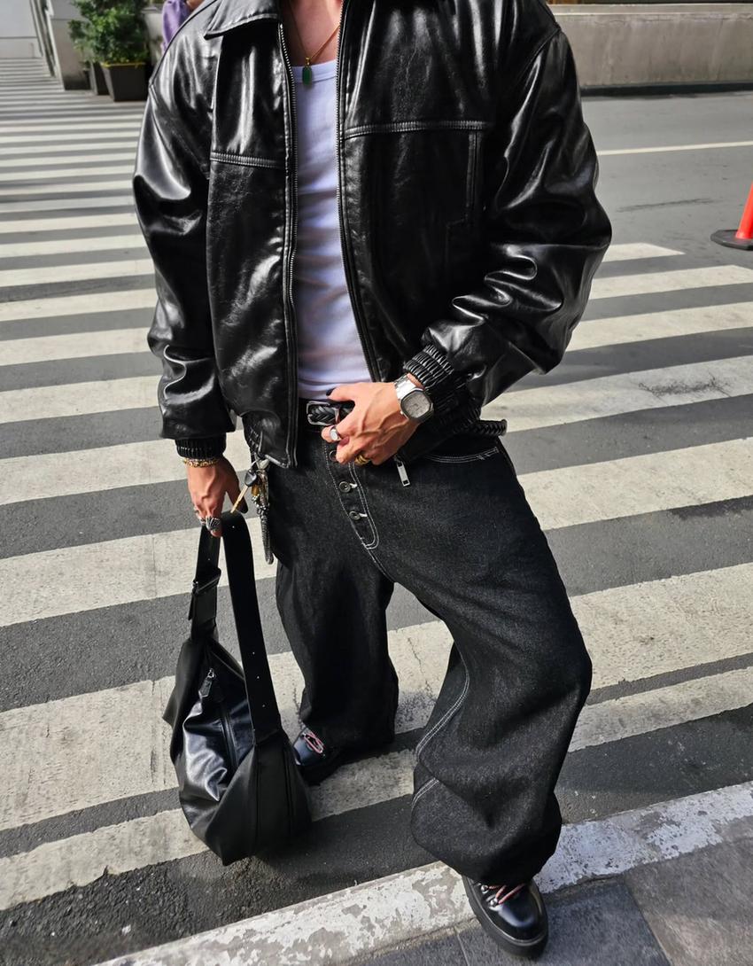 Jeans barrel fit-Nero