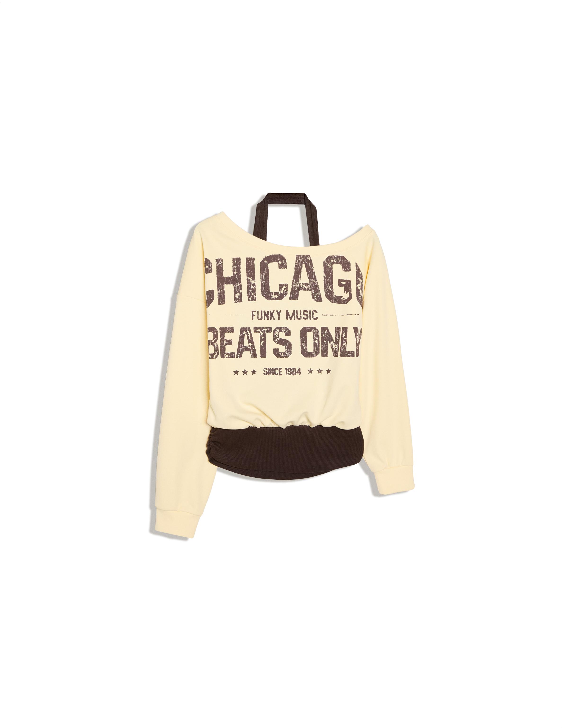 Double asymmetric neck sweatshirt — Yellow