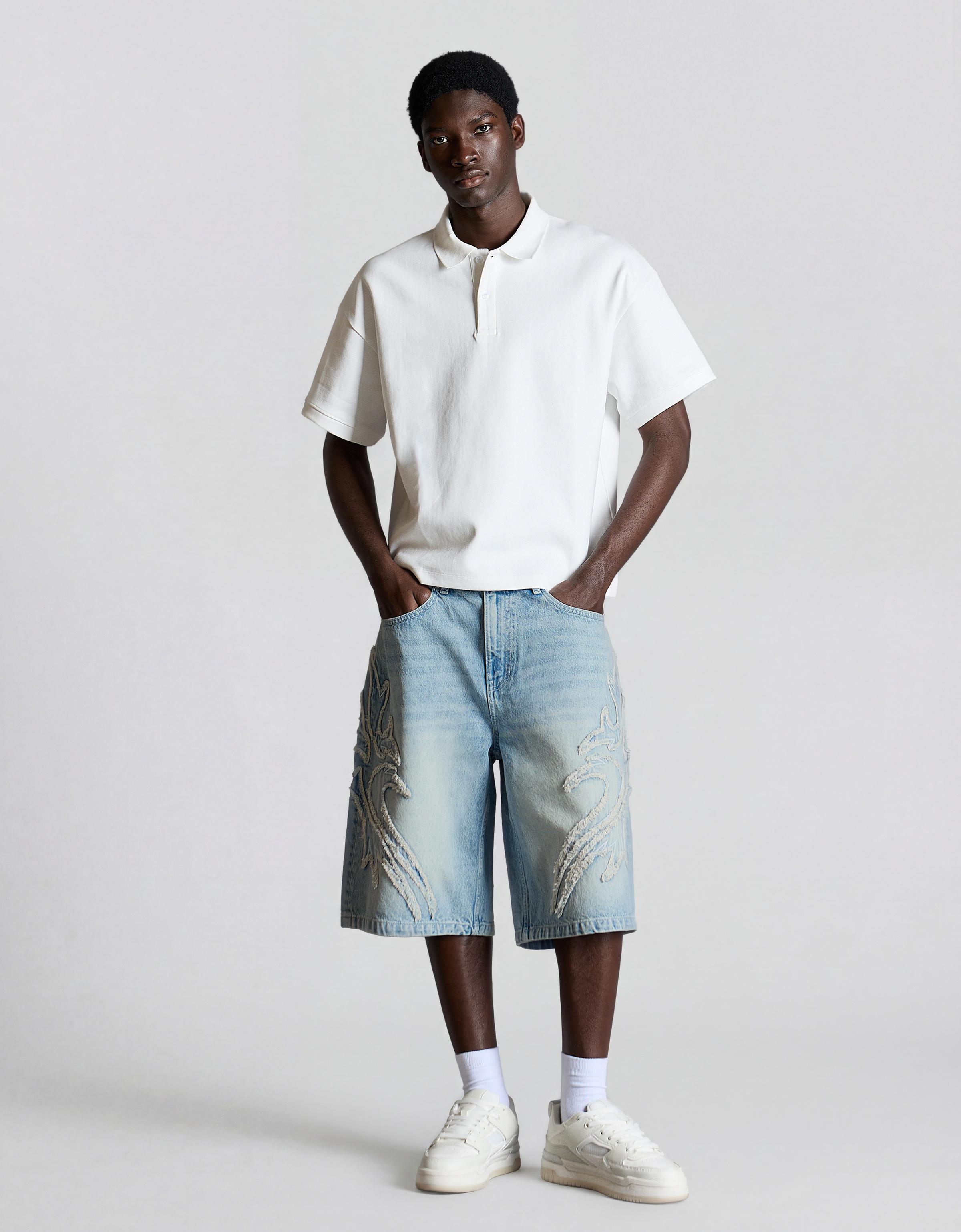 Star print baggy Bermuda shorts — Light blue