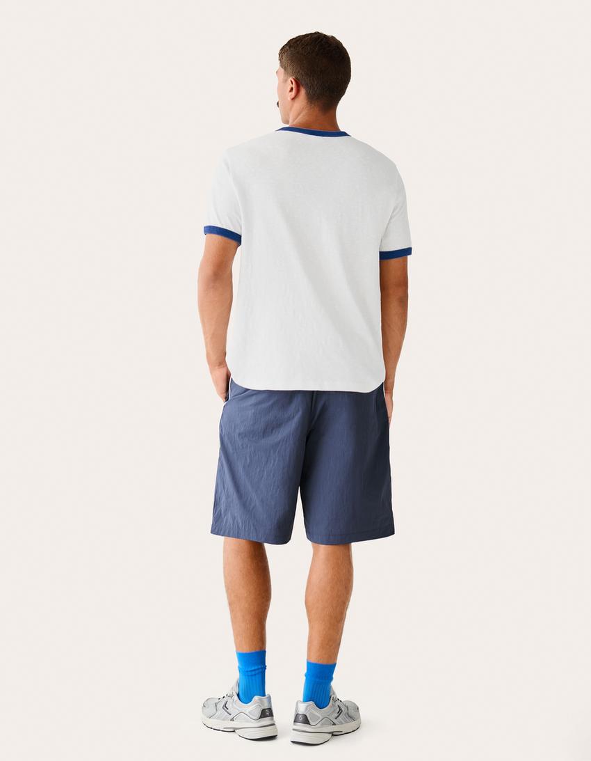 Technical skater Bermuda shorts-Navy