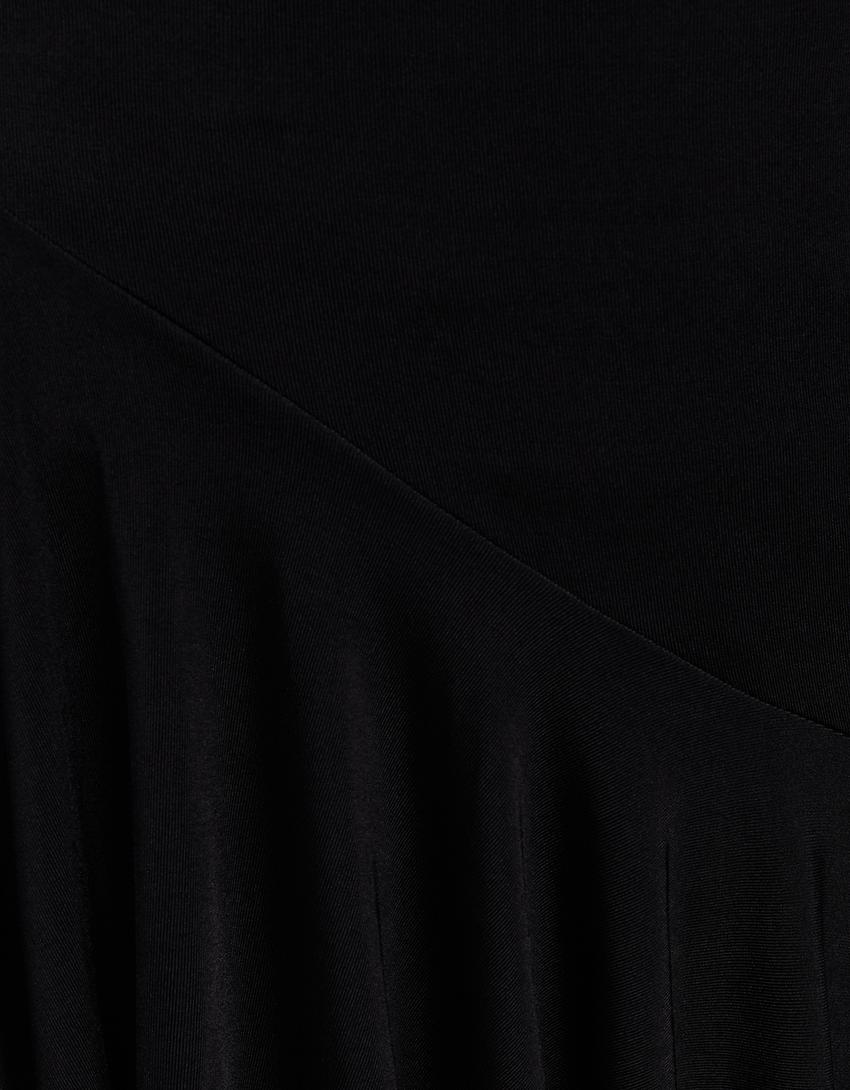 Vestido midi bandeau assimétrico-Preto-5