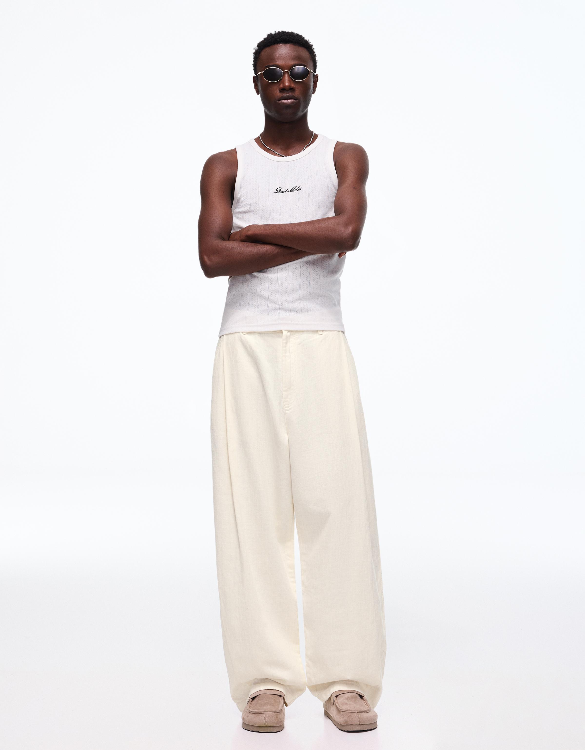 Ketenli super baggy fit pantolon - Görsel 67