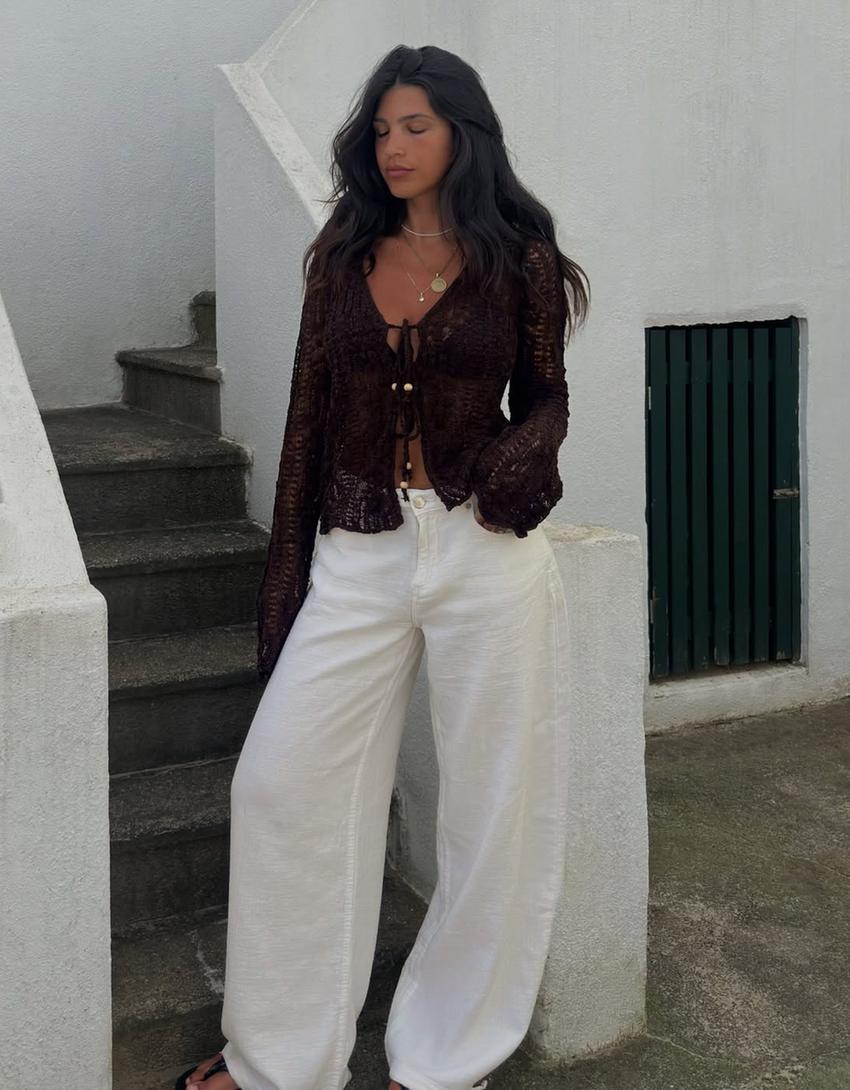 Jacke im rustikalen Ajour-Stil-Braun