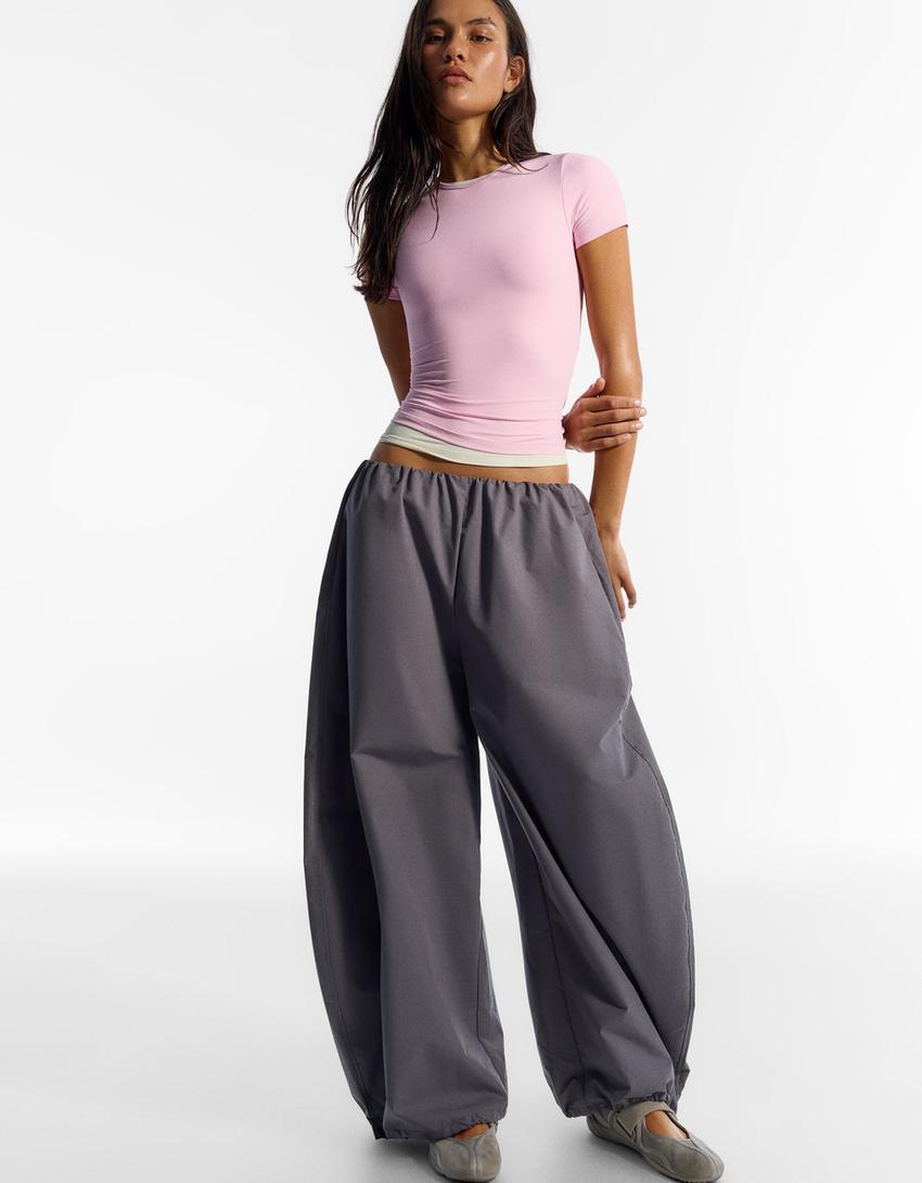 Kısa kollu teknik tişört-Şeker Pembesi