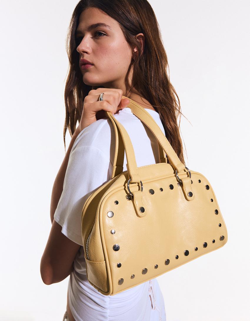 Bolso Bowling tachas-Amarillo