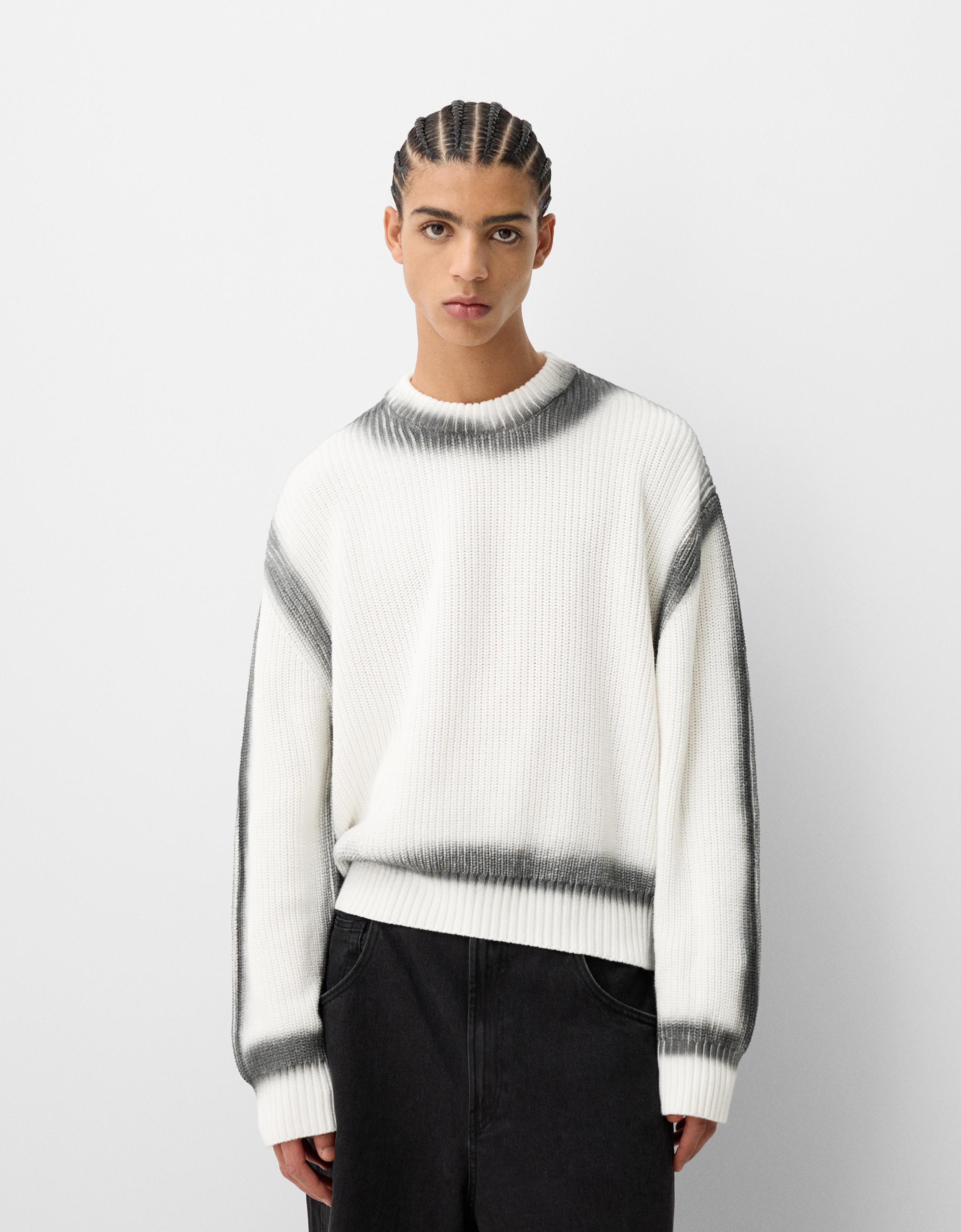 Bershka Pullover Mit Kontrasten Herren Xs Weiss