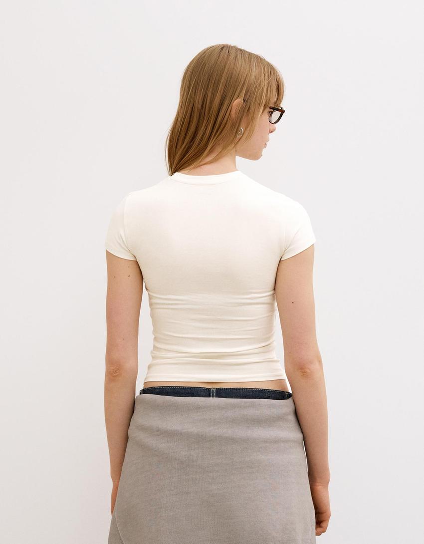 Short sleeve T-shirt with print-Off white-2