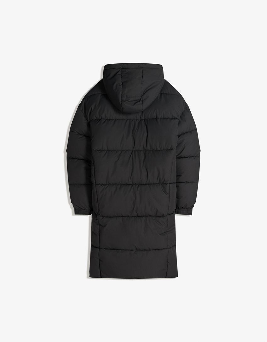 Long puffer coat-Black