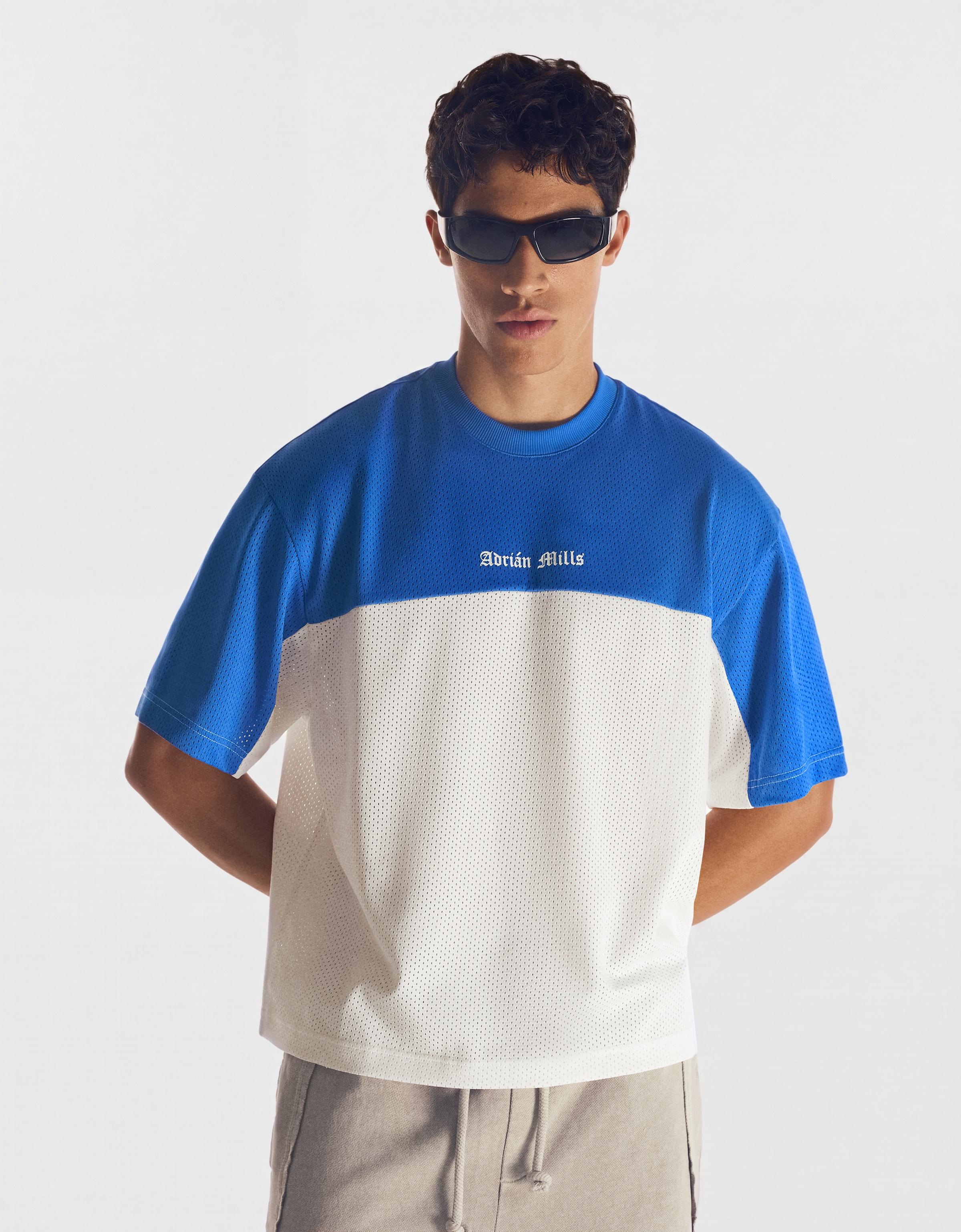ADRIÁN MILLS short sleeve mesh T-shirt — Blue
