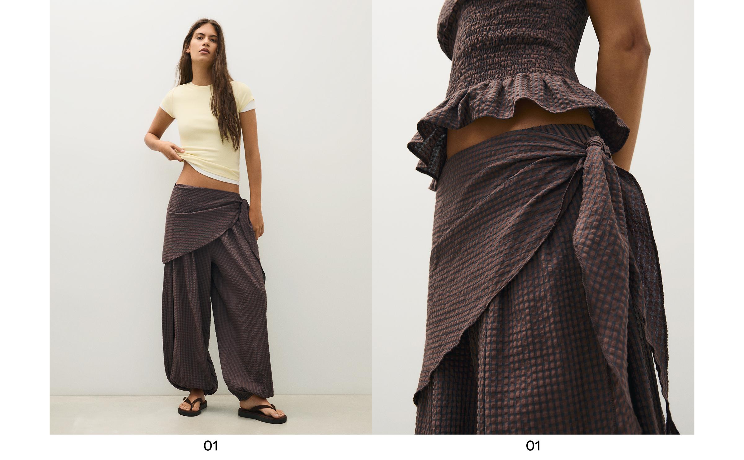 Scarf print sarouel trousers — Brown