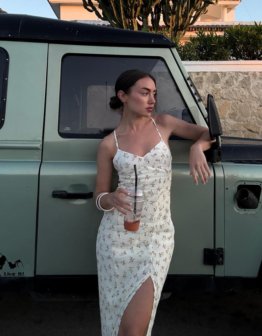 Vestido midi estampado-Verde-0